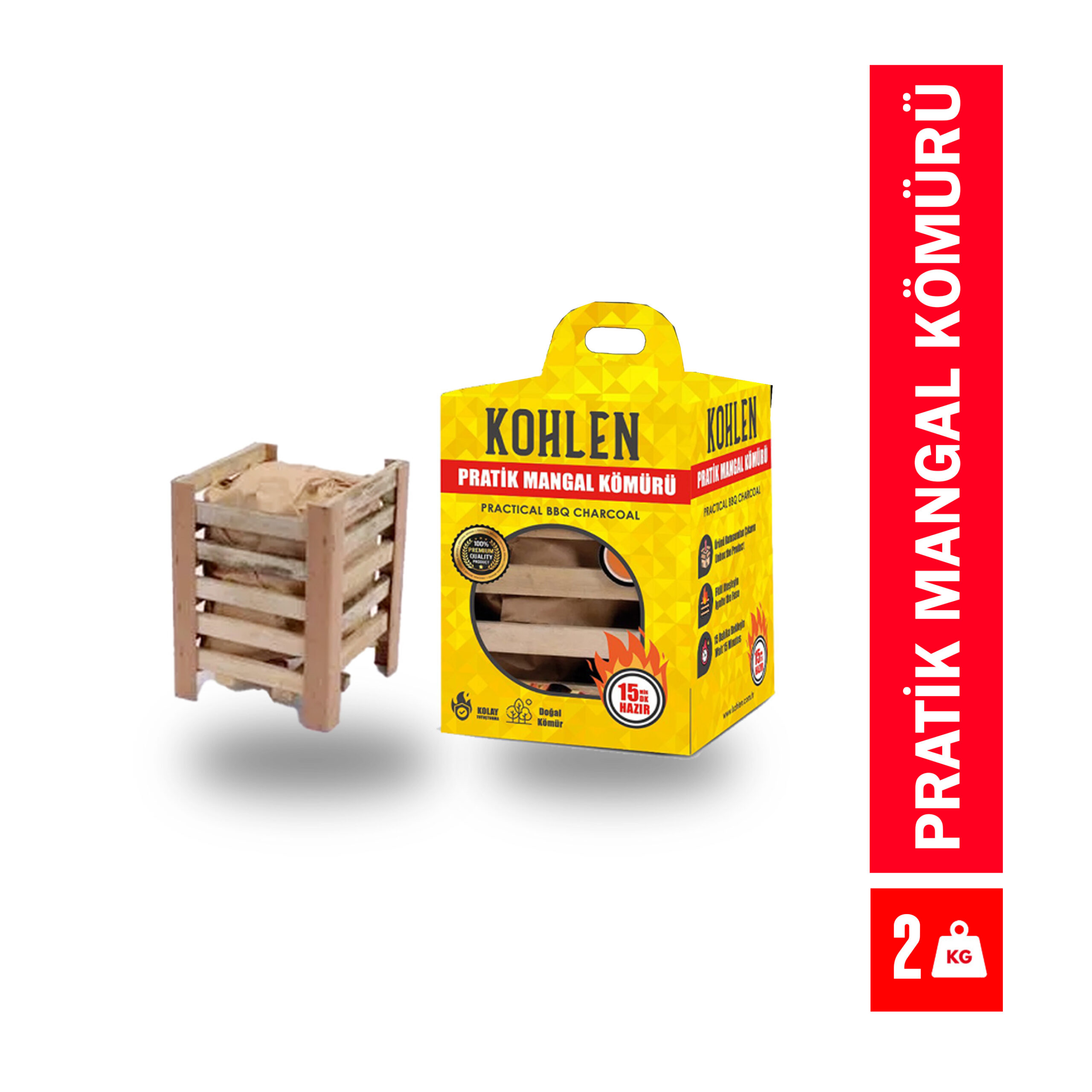 KOHLEN Pratik Mangal Kömürü 2 KG | Kendinden Tutuşturmalı